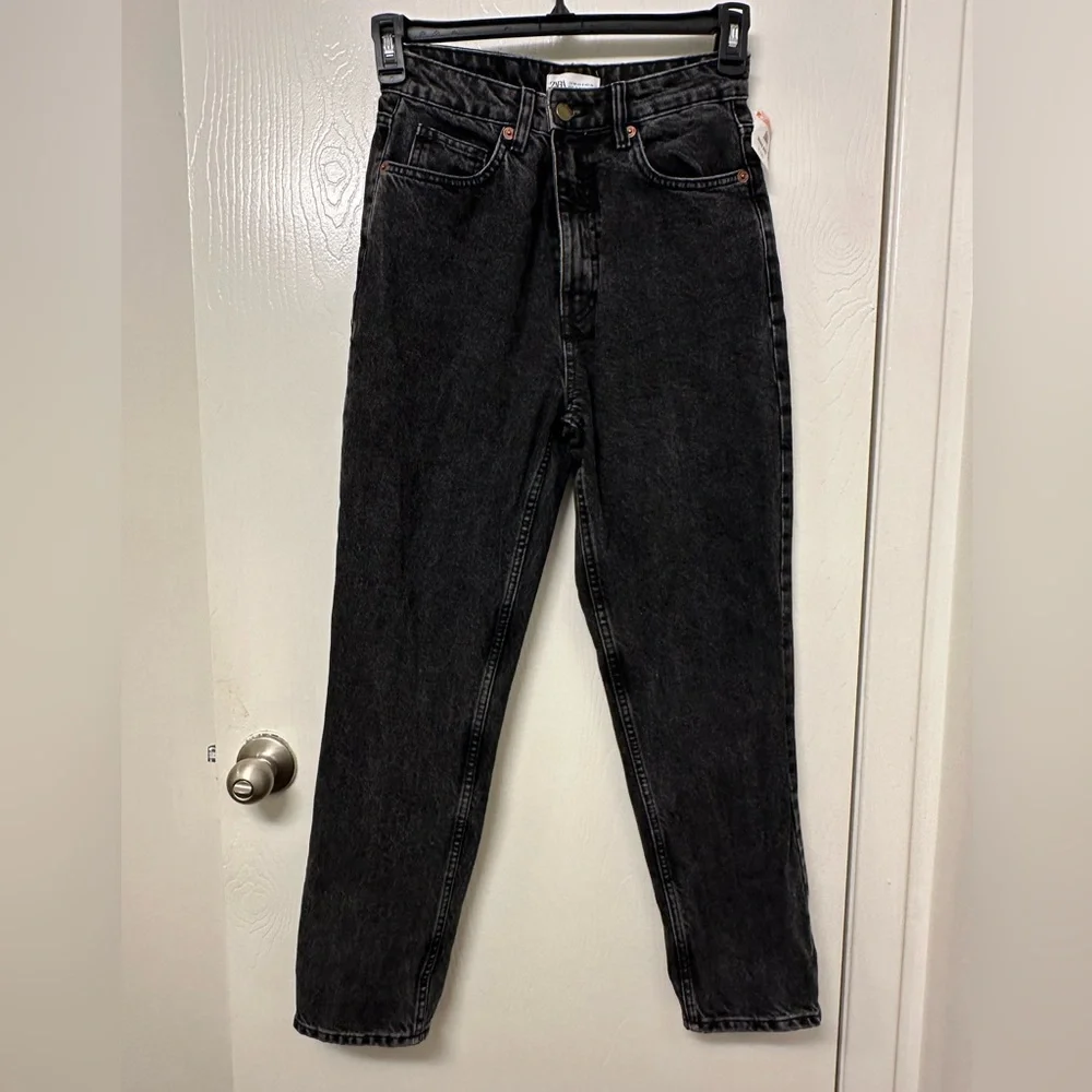 Zara Women’s Black Acid Wash Straight Leg Jeans - Picture 2 of 9